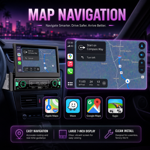 7-Inch Single-DIN Motorized CarPlay & Android Auto Radio