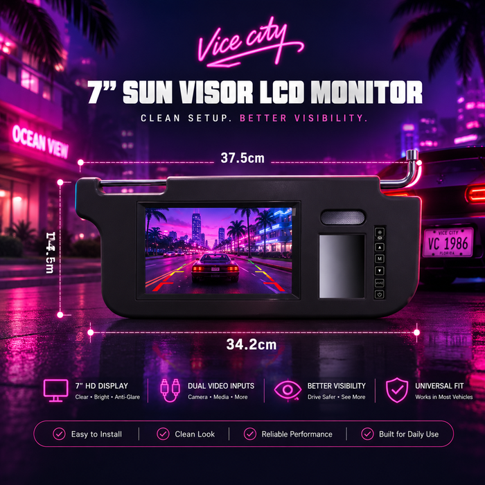 7-Inch Car Sun Visor LCD Monitor with Dual Video Input