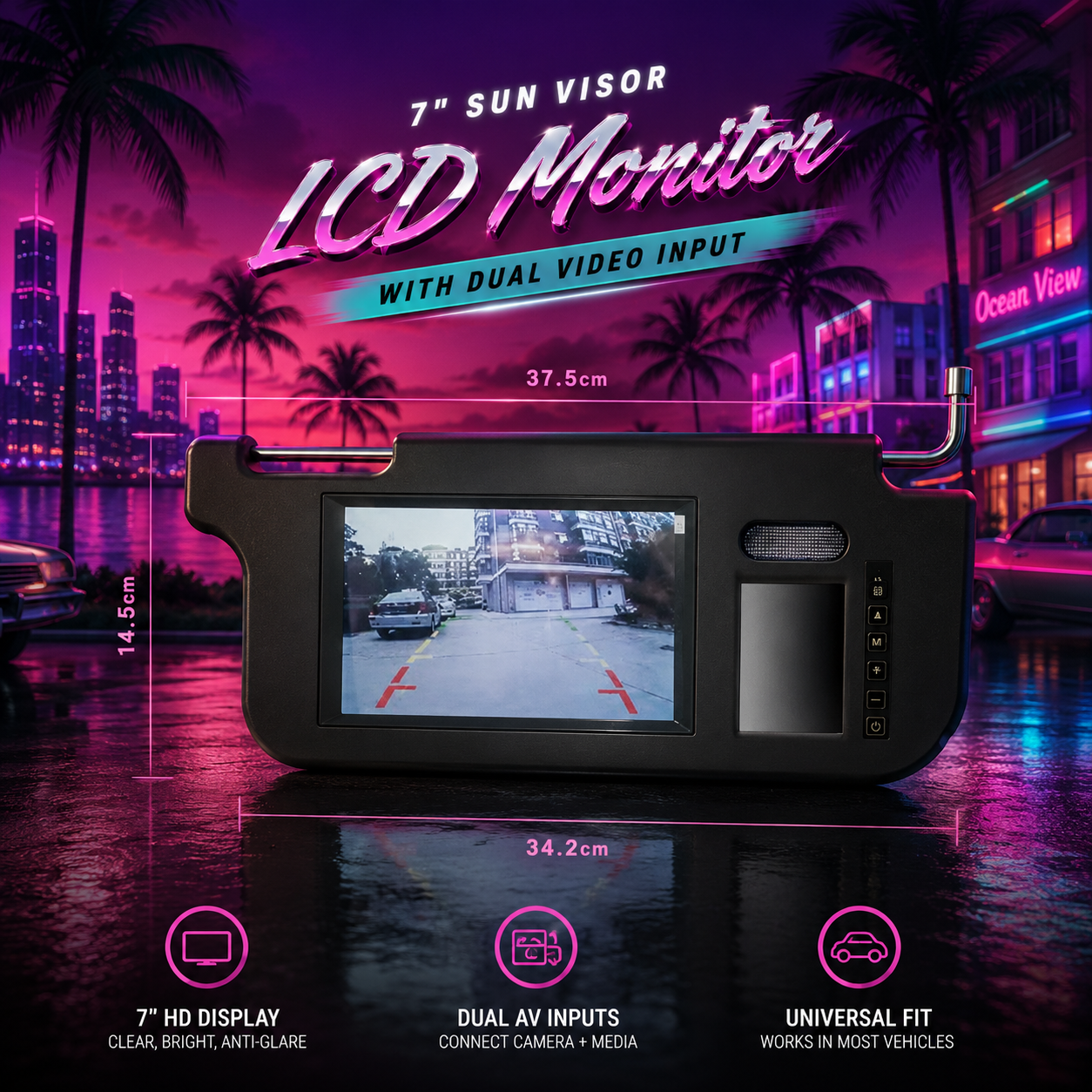7-Inch Car Sun Visor LCD Monitor with Dual Video Input