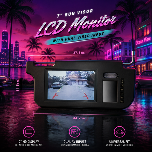 7-Inch Car Sun Visor LCD Monitor with Dual Video Input