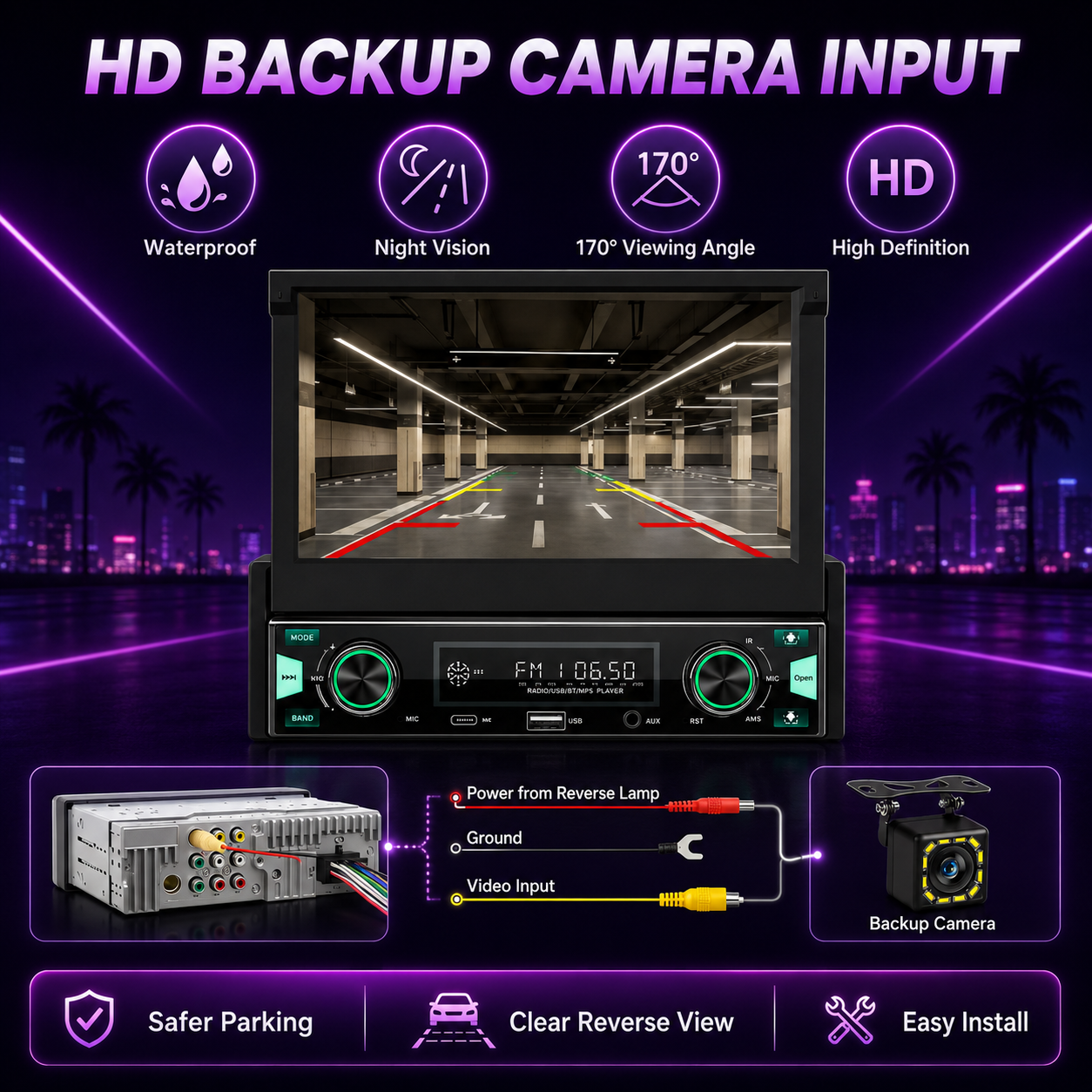 7-Inch Single-DIN Motorized CarPlay & Android Auto Radio