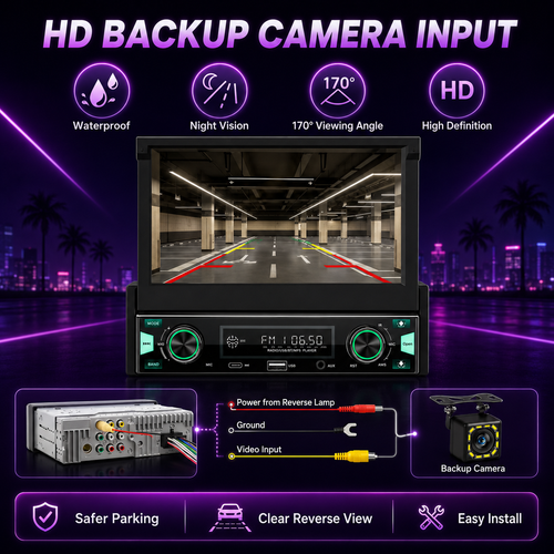 7-Inch Single-DIN Motorized CarPlay & Android Auto Radio
